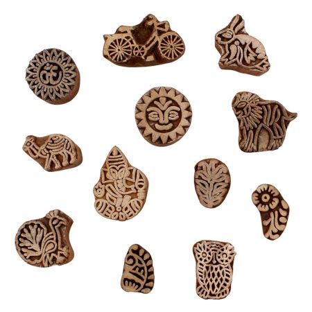 Set of 12 Piece New Mix Wooden Printing Blocks